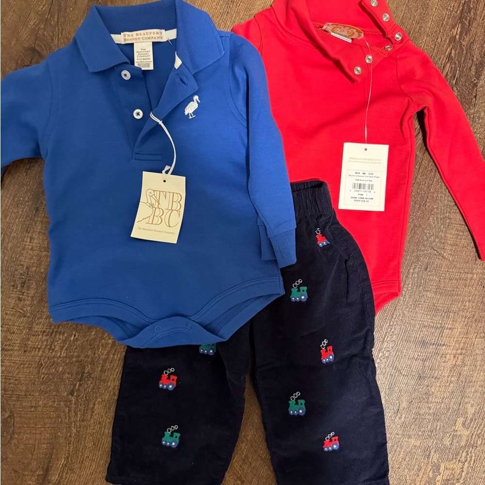 The Beaufort Bonnet Company Blue and Red Kids Matching Set